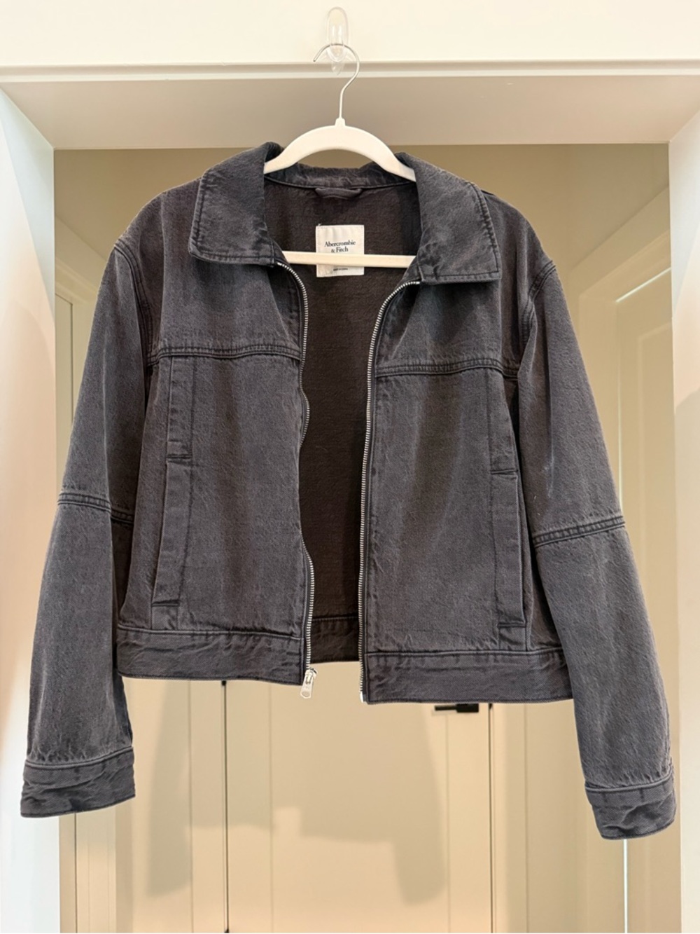 Abercrombie & Fitch Black Denim Jacket - Size L